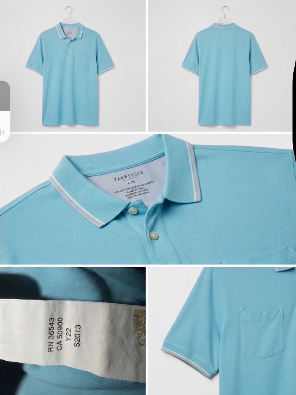 Van Heusen Sky Blue Polo with Contrast White Tipping